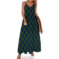 thumbnail image 1 of Blue Plaid Dress Retro Checkerboard Aesthetic V Neck Bohemia Long Dresses Women Custom Vintage Maxi Dress Large Size 5XL, 1 of 7