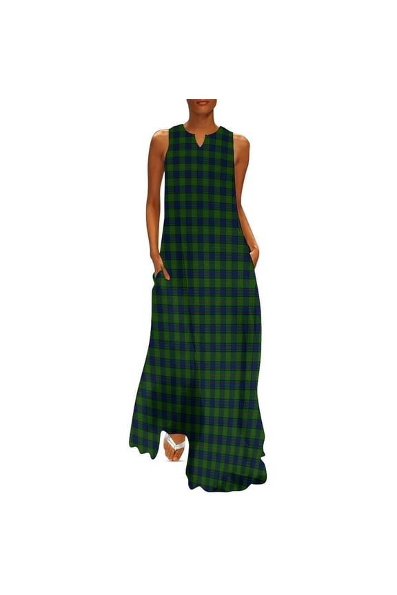 Blue Plaid Dress Retro Checkerboard Kawaii Maxi Dress Street Fashion Bohemia Long Dresses Spring V Neck Custom Clothing Big Size