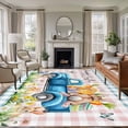 thumbnail image 1 of Blue Plaid Easter Area Rugs 8'x10', Washable Small Throw Rugs for Living Room Patio, Truck Spring Floral Bunny Animals Indoor Outdoor Rug Non-Slip Low Pile Carpet Runner Reversible Floor Mats, 1 of 8