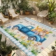 thumbnail image 1 of Blue Plaid Easter Outdoor Rug for Patio/Deck/Porch, Non-Slip Large Area Rug 5 x 7 Ft, Blue Truck Spring Floral Bunny Rustic Indoor Outdoor Rugs Washable Area Rugs, Camping Rug Carpet Runner, 1 of 8