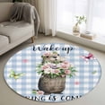 thumbnail image 1 of Blue Plaid Groundhog Round Rug 4ft Washable Circle Entryway Rugs Non Slip Spring Floral Butterfly Botanical Area Rug Indoor Floor Carpet for Bedroom Kitchen Living Room Home Office Dining Room, 1 of 8