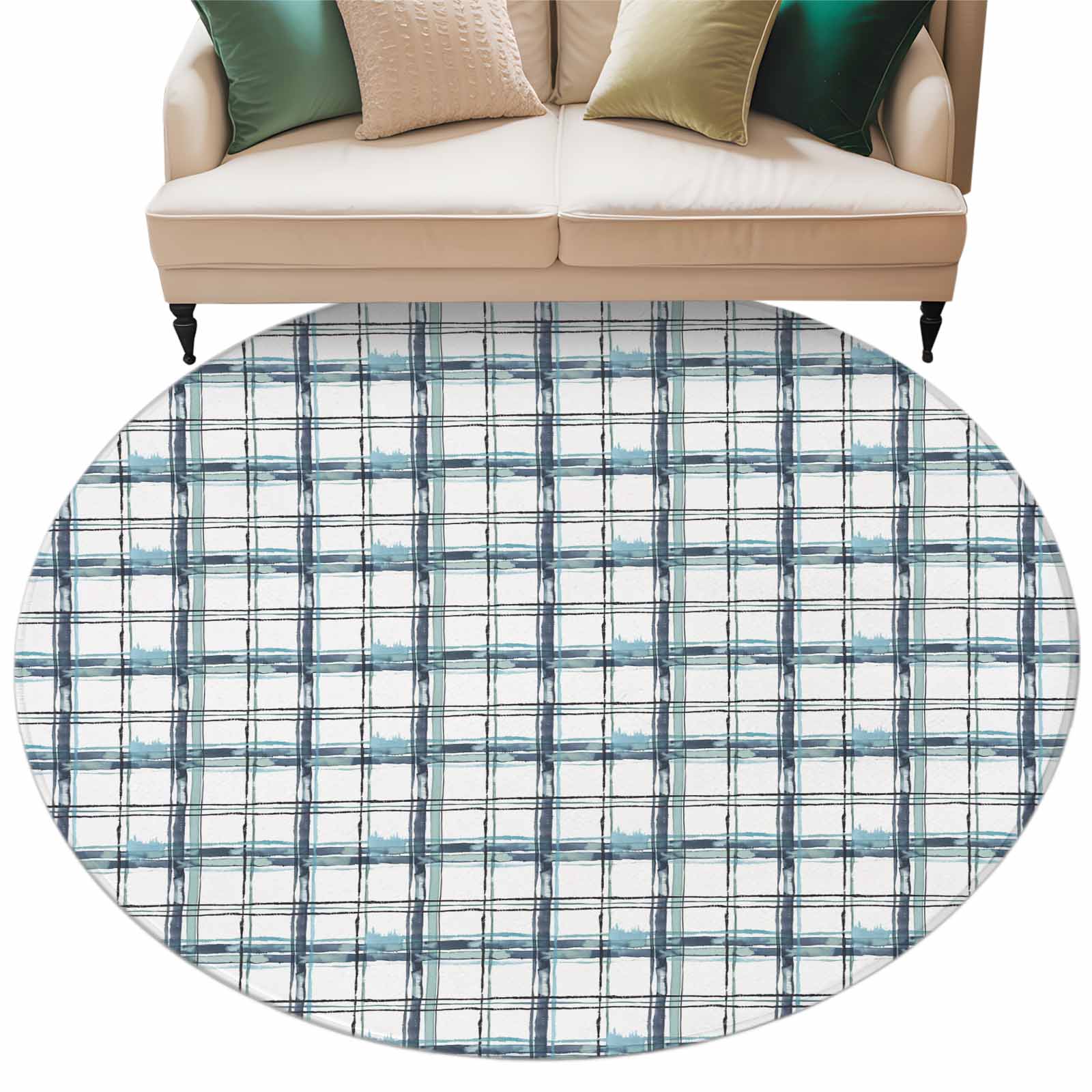 Large Check Blue Rug Blue Plaid Large Area Rugs for Bedroom Living Room, Soft Non Slip ...