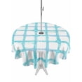thumbnail image 1 of Blue Plaid Outdoor Tablecloth - 54 Inch Round Dining Table Cover, Farmhouse Buffalo Check Stripes Modern Geometric Waterproof Outdoor Table Cloth with Umbrella Hole & Zipper for Picnic/Patio/Party, 1 of 7