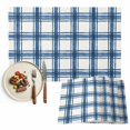 thumbnail image 1 of Blue Plaid Placemats Set of 2, Gingham Check Minimalist Modern Grid Farmhouse Washable Wipeable Table Mats for Dining Tables, Indoor Outdoor Kitchen Place Mats for Holiday Party Table Decor, 1 of 9