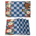 thumbnail image 1 of Blue Plaid Placemats Set of 4, Japanese Red Floral Flowers Buffalo Check Placemats for Dining Table, Place Mats for Kitchen Tabletop, Waterproof Wipeable Dining Table Mats Set, 1 of 9