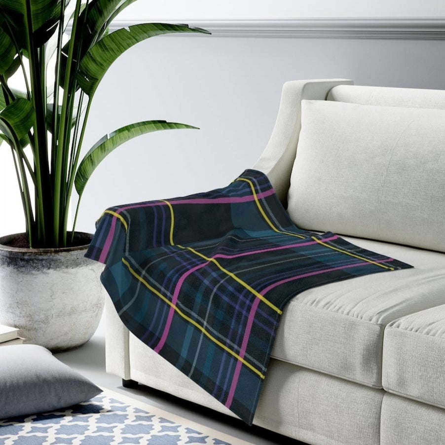 Blue Plaid Plush Throw Blanket - 3 Sizes - Walmart.com