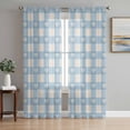 thumbnail image 1 of Blue Plaid Sheer Curtains 84 Inch Length 2 Panels Set, Country Cute Love Pastoral Heart Lattice Voile Window Treatment Rod Pocket Curtains Sheers Drapes for Bedroom/Living Room/Kitchen 52"x84"x2, 1 of 7