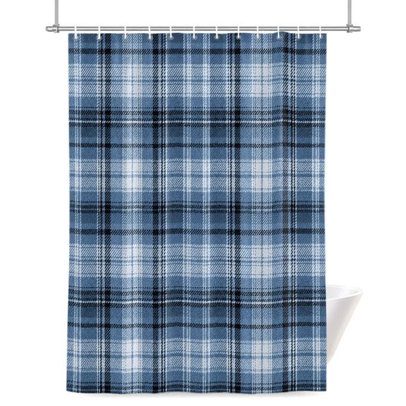 Blue Plaid Shower Curtains for Bathroom, Rustic Farmhouse Waterproof Fabric Shower Curtain for Bathroom Bathtub Decoration, Machine Washable 54"x78"