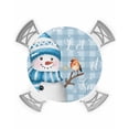 thumbnail image 1 of Blue Plaid Snowman Christmas Table Cloth, Round Fitted Tablecloths with Elastic Edge, Xmas Snowflake Birds Wipeable Waterproof Table Cover for Kitchen Wedding 45-54 Inches, 1 of 6