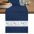 thumbnail image 1 of Blue Plaid Table Runner 70 Inches, Country Live Love Laugh Text Star Love Heart Bed Runner Dresser Scarves Tabletop for Indoor Outdoor Parties/Ceremony/Banquet, 13" x 70", 1 of 9