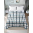 thumbnail image 1 of Blue Plaid Twim XL Size Flat Sheet, Wrinkleproof & Fadeproof Cooling Flat Bed Sheet Only, Watercolor Checkered Blue Ombre Breathable Soft Bedding Top Sheets 66 x 102 Inches, 1 of 8