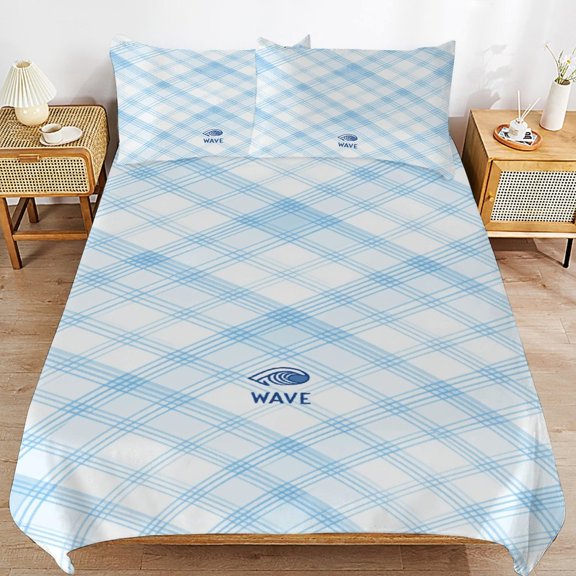 Blue Plaid Wave Pattern 3D Duvet Cover 3pcs Set Bedding Set Polyester Microfiber Quilt Cover for Bedroom Decoration Queen