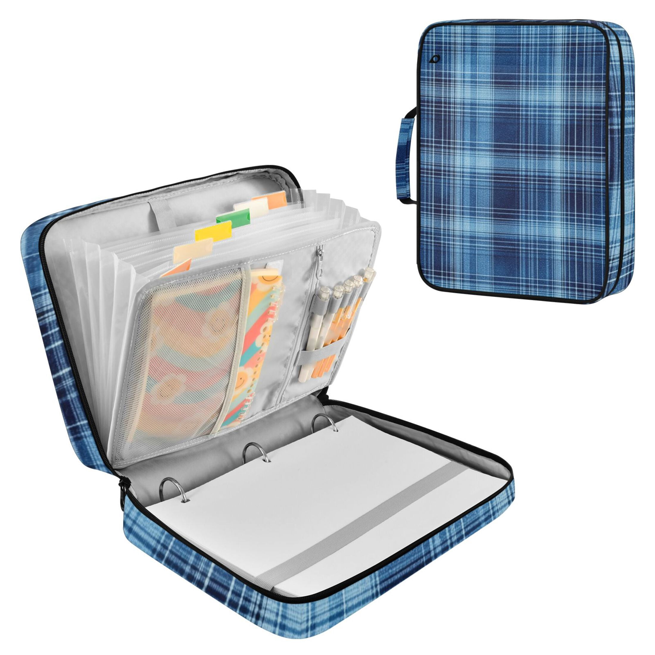 Blue Plaids Accordion File Organizer Expanding File Folder 3-Ring ...