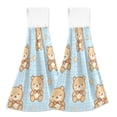 thumbnail image 1 of Blue Plaids Cute Bears Brown Clouds Hanging Towels with Loop Hand Towels Nylon Fastener Tape Design Dish Cloths 2 Pieces, 1 of 7