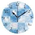 thumbnail image 1 of Blue Plaids Rabbits Easter Round Wall Clock Silent Analog Battery Operated Black Pointer Home Decor 9.84" Diameter, 1 of 11