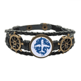 thumbnail image 1 of Blue Plane Design Illustration Pattern Leather Braided Ocean Bracelet Wristband, 1 of 4