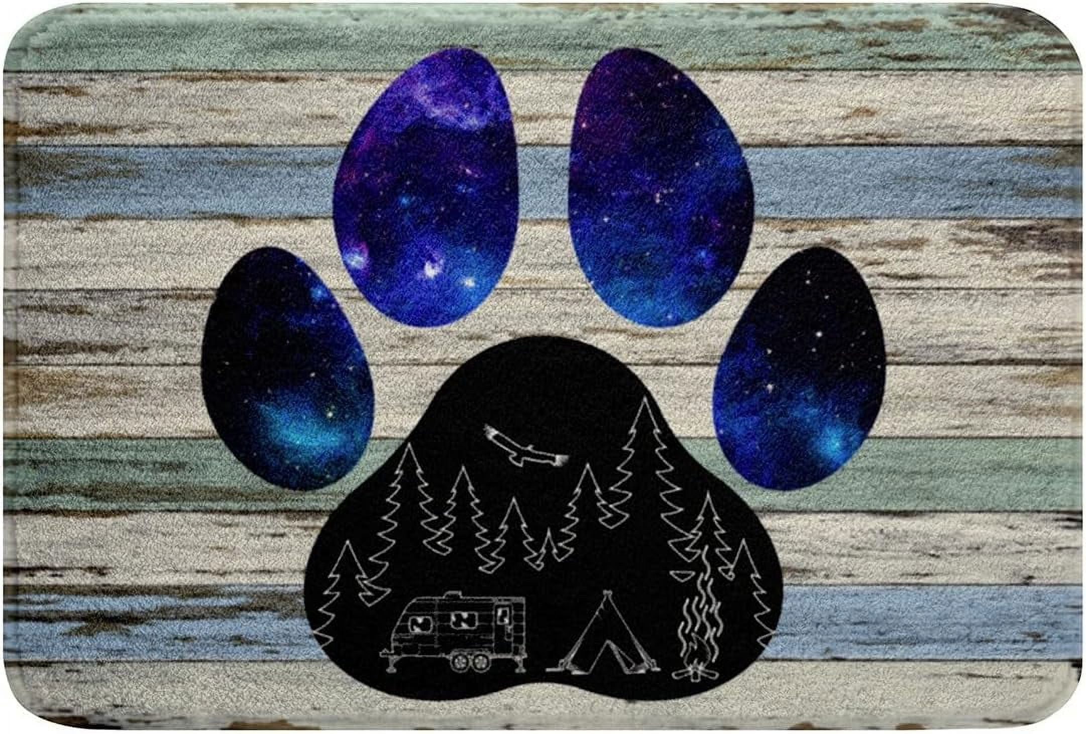 Blue Plank Bath Mats for Bathroom,Bear Paw Print Bathroom Mats Rugs ...