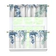thumbnail image 1 of Blue Plant Leaves 3-Piece Kitchen Curtains Set Kitchen Curtains Sets with Valance for Windows Rod Pocket Machine Washable Kitchen Decor(54"x18"+2x27.5"x24"), 1 of 6