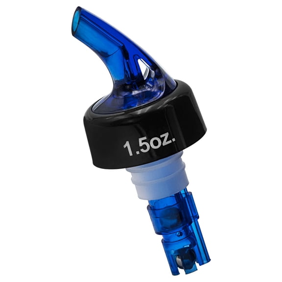 Blue Plastic 1.5 oz. Measured Liquor Pourer w/ Collar, Dozen