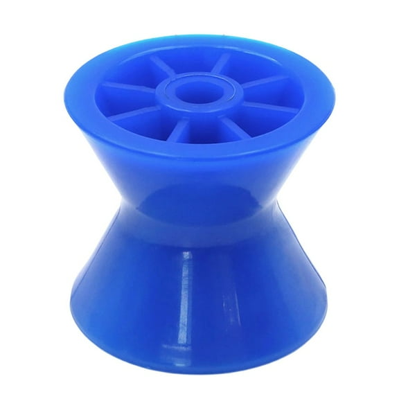 Blue Plastic Boat Trailer Ribbed Wobble Roller Assembly Top Wheel for Yacht Kayak Loading 76mm Diameter