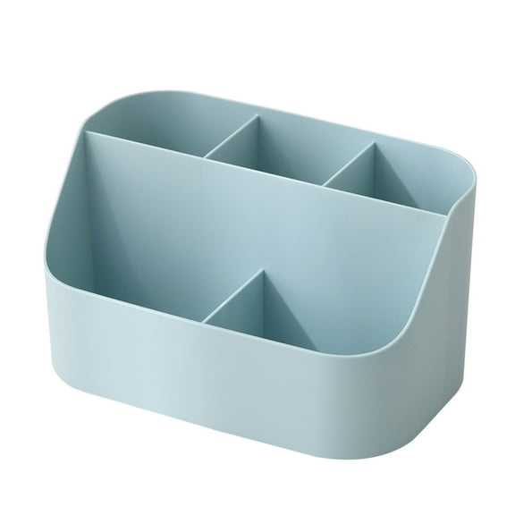 Blue Plastic Desktop Storage Box With Removable Dividers Multifunctional Cosmetics office Organizer Blue 10X4X4 Inches