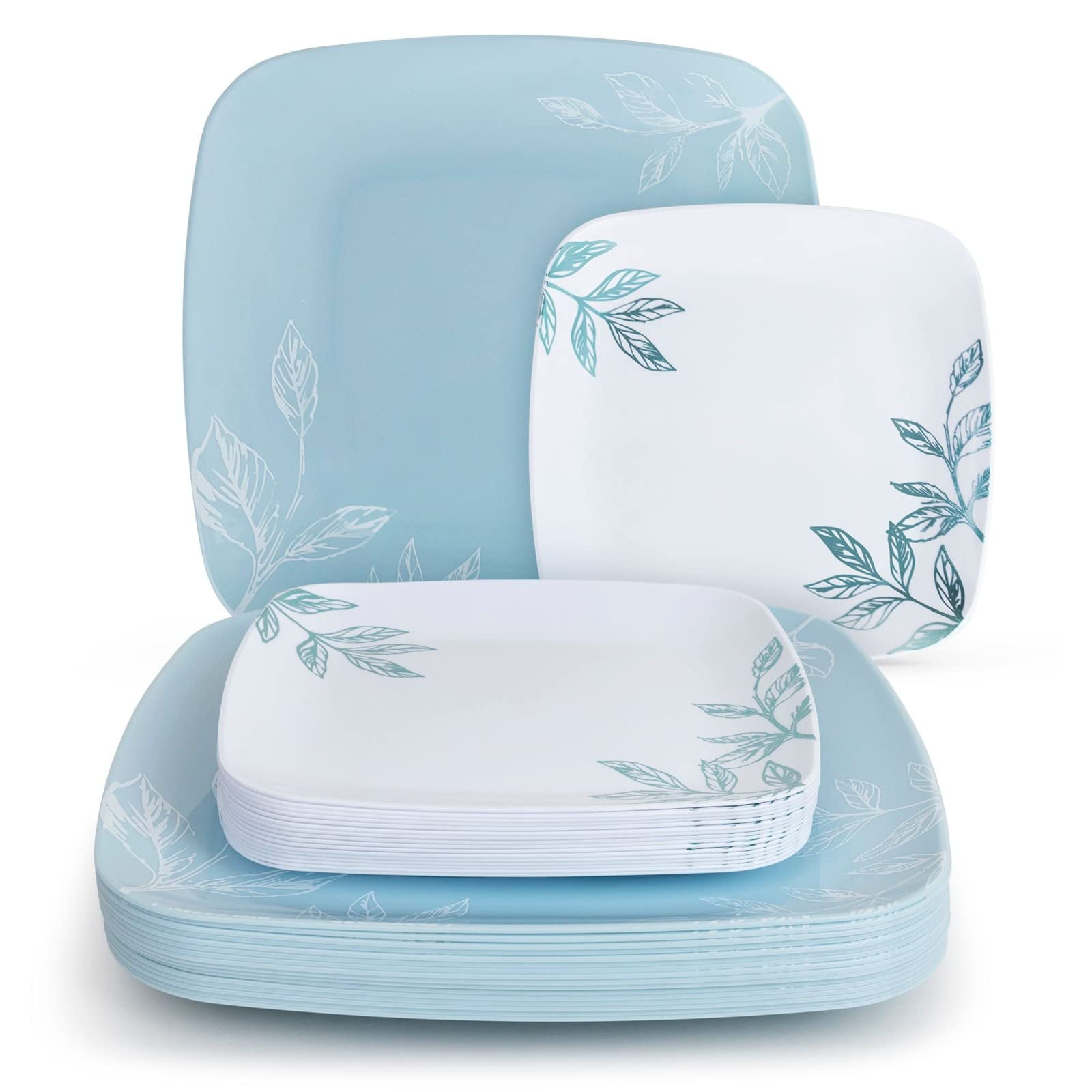 Blue Plastic Plates 32 Count Dinner and Salad Plates for Parties