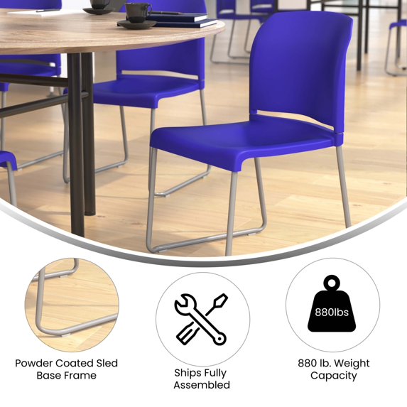 Blue Plastic Sled Stack Chair