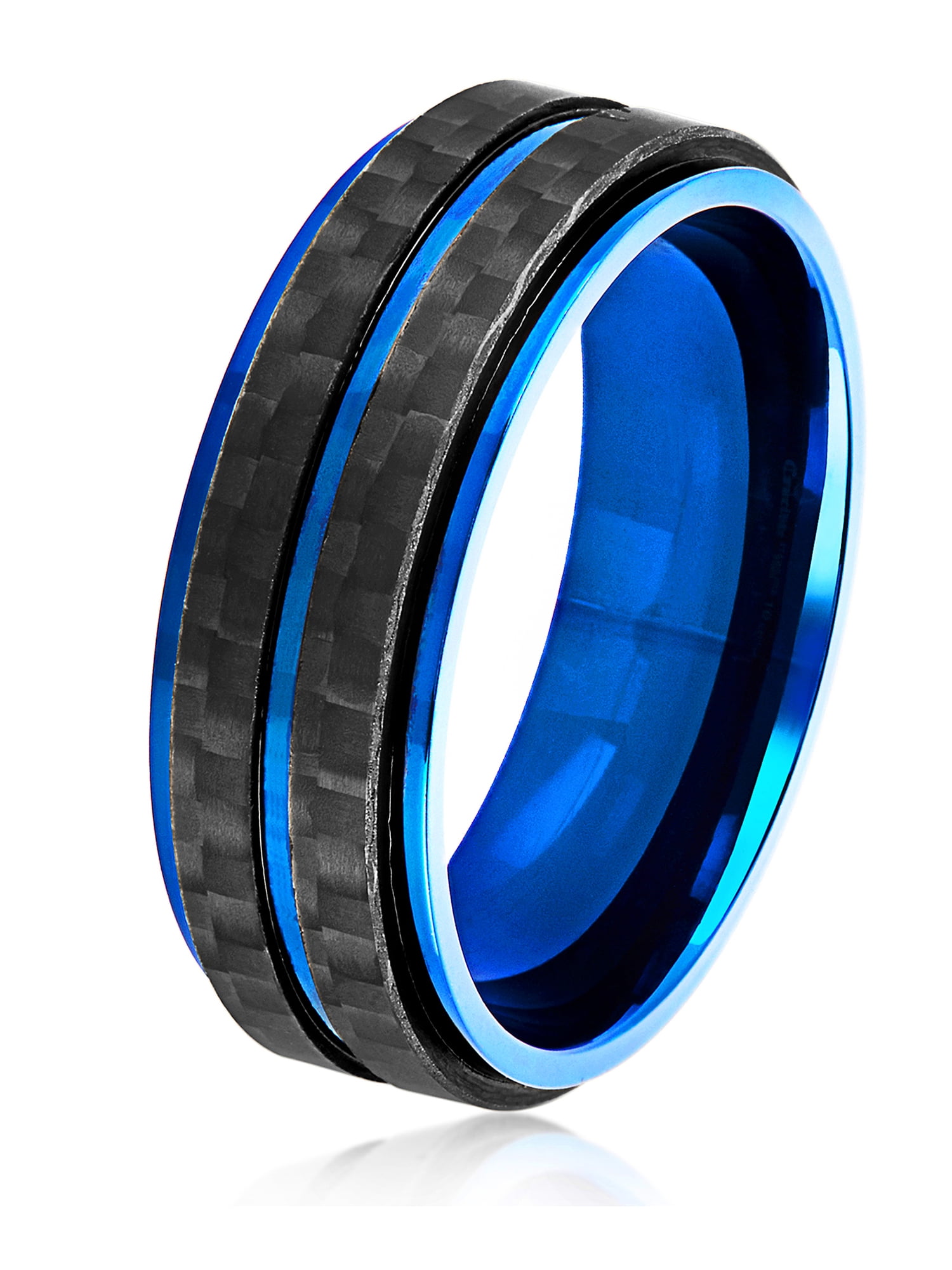 Blue Plated Stainless Steel Carbon Fiber Ring (7.5mm)