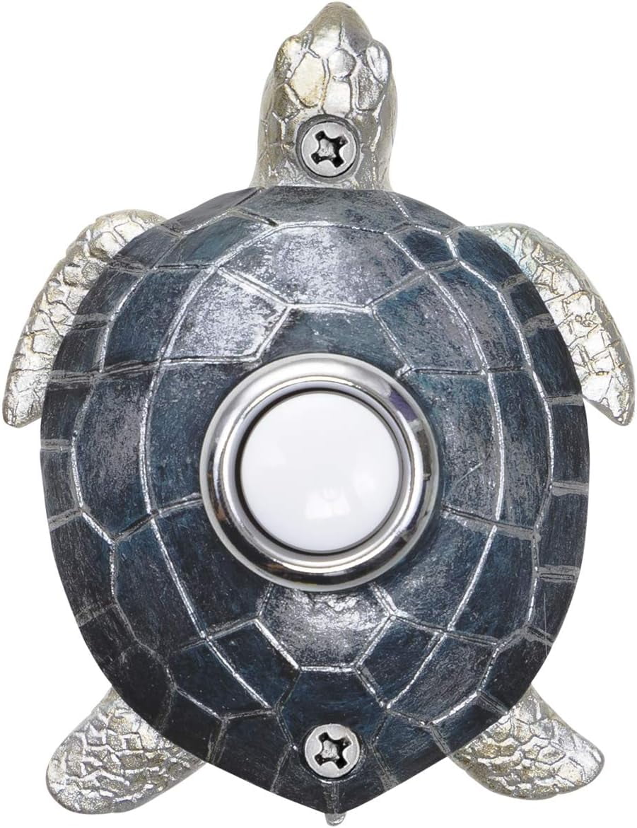 Blue Plated Turtle Door Wired & Illuminated Push Button Cast In