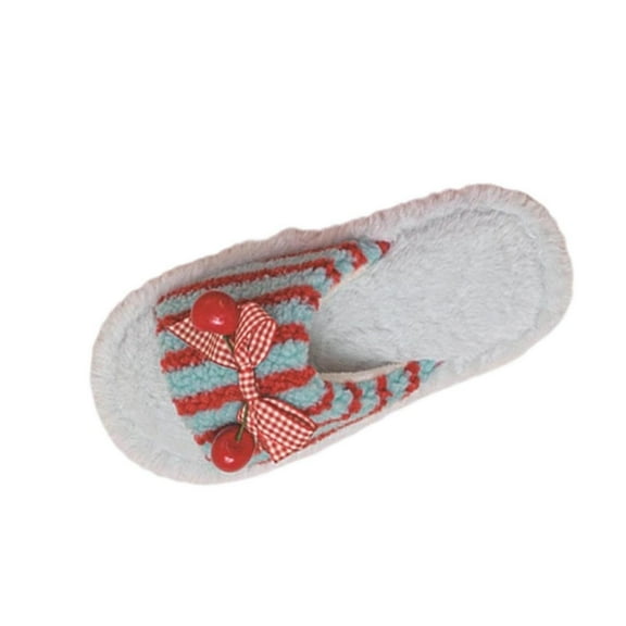 Blue Plush Slippers For Women With Contrast Accent Warm Lining For Casual Wear Non-Slip Sole