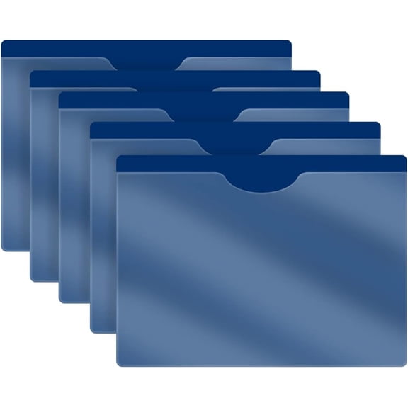 Blue  Pocket Folder, , Closed Sides, Letter Size, Clear Front Top Loading Job , Documents Holder for Office, High School and Medical Files, Pack of 25