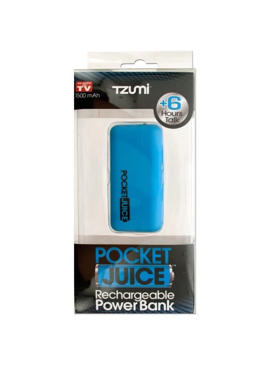 Blue Pocket Juice Rechargeable Power Bank, 4 Count