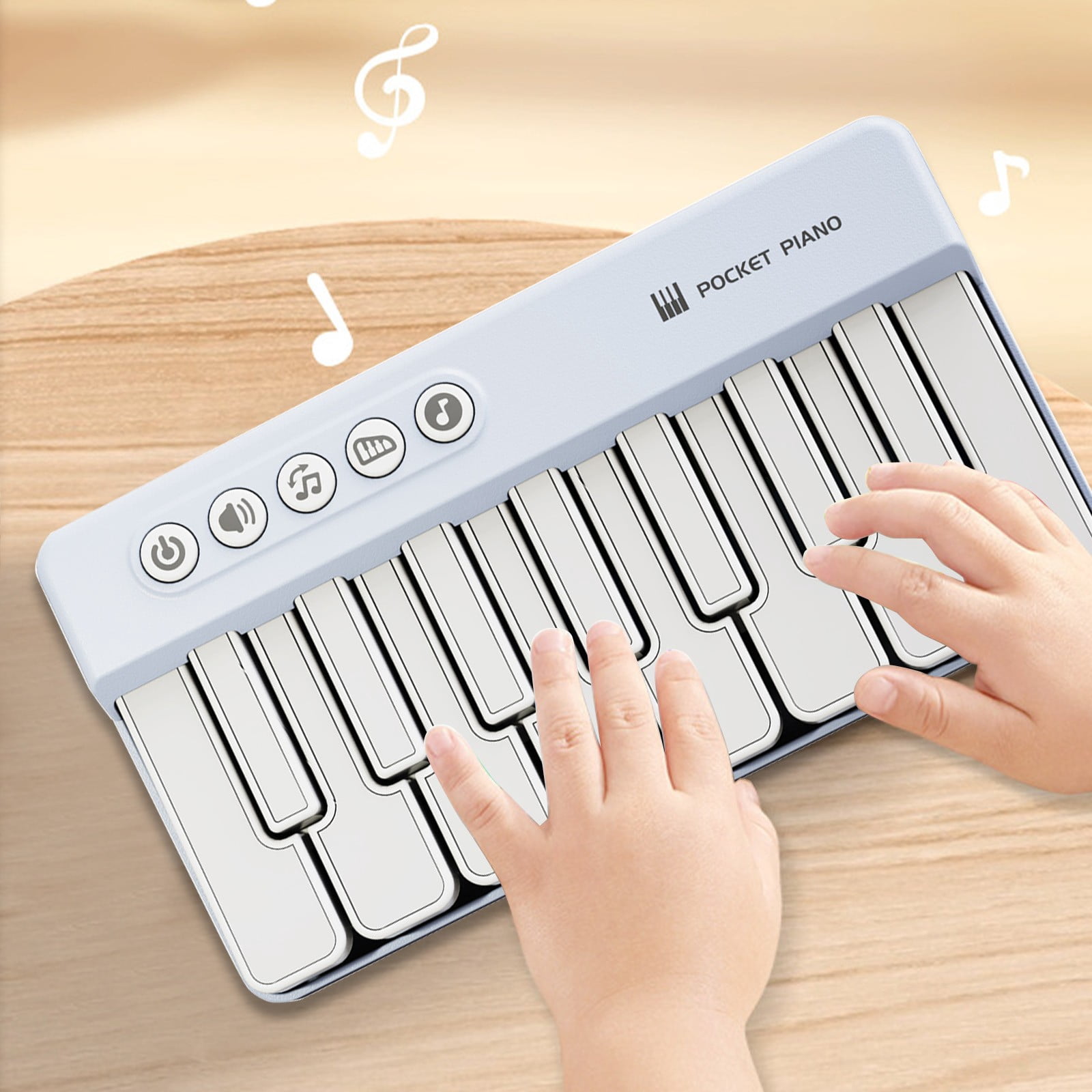 Blue Pocket Size Electronic Piano Keyboard 15 Keys For Kids Music ...