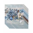 thumbnail image 1 of Blue Poinsettia Christmas Cloth Napkins Set of 6 Reusable Dinner Napkins, Xmas Botanical Balls Snowflake Vintage Cocktail Napkin Washable Table Napkins for Wedding/Holiday Party/Baby Shower 20"x20", 1 of 7