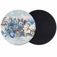 thumbnail image 1 of Blue Poinsettia Christmas Coasters Set of 2, Absorbent Coasters for Drinks, Xmas Botanical Balls Snowflake Vintage Coaster for Desk Coffee Table Protection, Home Decor House Warming Gifts 4", 1 of 8