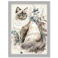 thumbnail image 1 of Blue Point Ragdoll Cat with Flowers Watercolour Illustration Artwork Framed Wall Art Print A4, 1 of 4