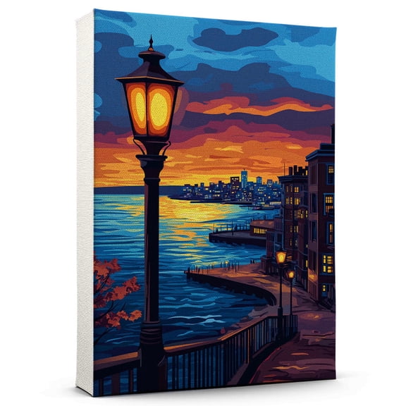 Blue Point Travel Canvas, New York Canvas Print vintage, Colorful Blue Point Decor City Road, New York Pictures Wall Art - 102AZ149