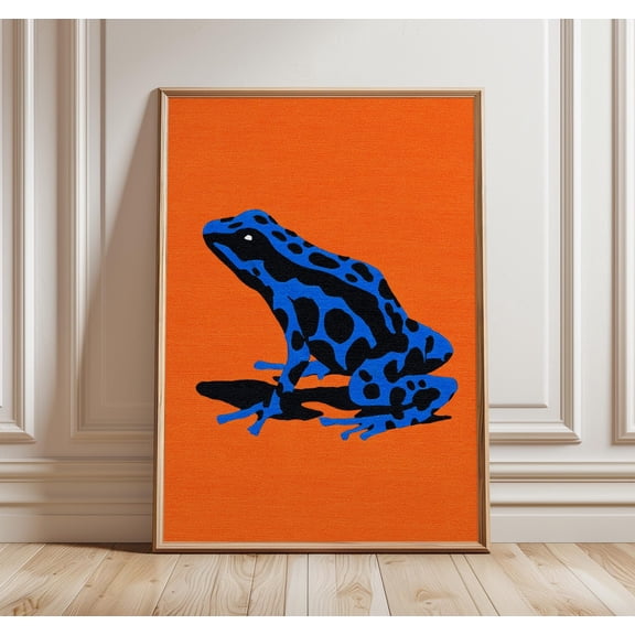 Blue Poison Dart Frog Art Print Orange Pop Art Poster