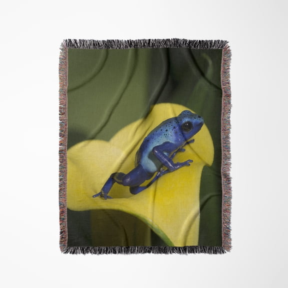 Blue Poison Dart Frog, Blue Poison Arrow Frog, Dendrobates Tinctorius., Woven Blanket