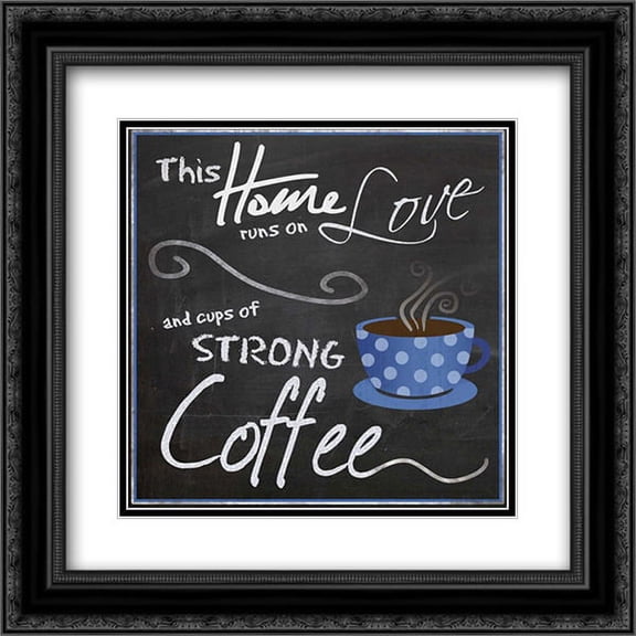Blue Poka Cup 2x Matted 20x20 Black Ornate Framed Art Print by Gibbons, Lauren