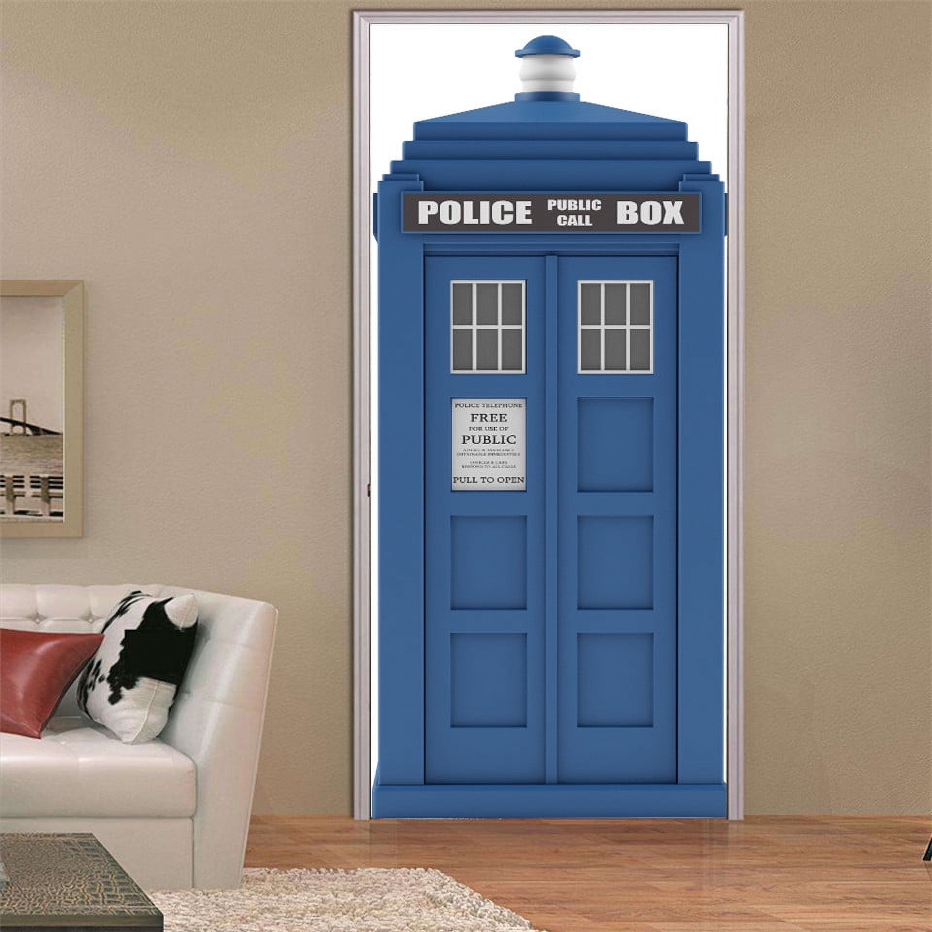 Blue Police Box Stickers on the Doors Self Adhesive Waterproof Wall ...
