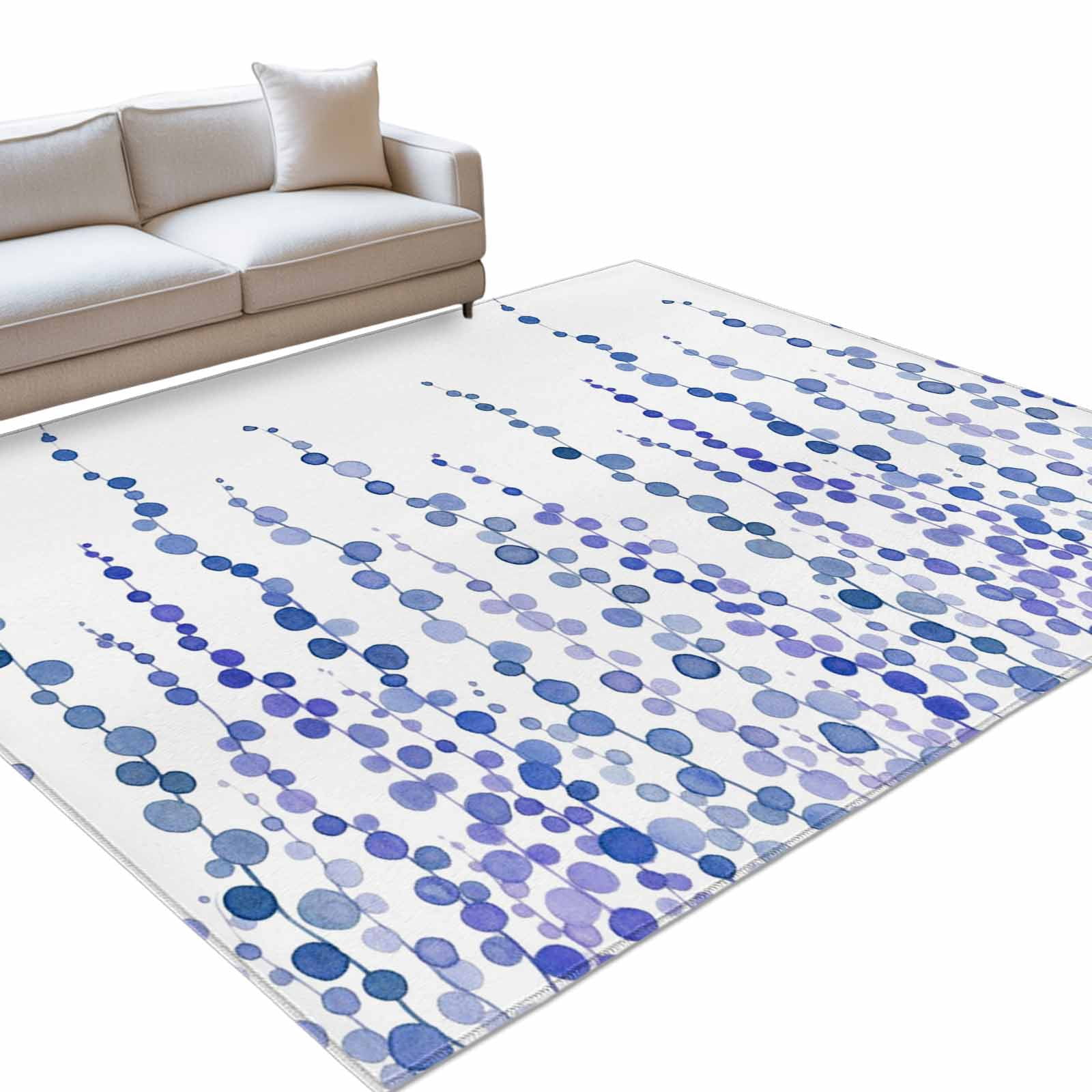 Blue Polka Dot 4x6ft Non Slip Area Rug Retro Abstract Art Watercolor ...
