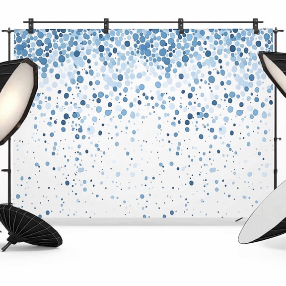 Blue Polka Dot Backdrop for Photoshoot,Photography Photo Studio Background Wall Backdrop,Abstract Modern Art Dots Watercolor Back Drop Banner Panel for Portraits Wedding Party Live Streaming 12x8Ft