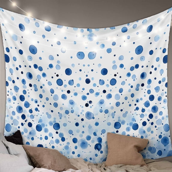 Blue Polka Dot Large Tapestry for Bedroom Wall Hanging Tapestry, Modern Art Abstract Watercolor Dot Ceiling Backdrop Tapestries Poster Blanket Wall Decor for Teens Room Living Room Dorm 100" x 59"