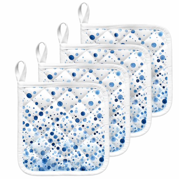 Blue Polka Dot Pot Holders for Kitchen Heatproof Potholder, 4 Pack Modern Art Abstract Watercolor Dot Hot Pads Multipurpose Oven Pads Cloth Potholders Trivet for Cooking and Baking