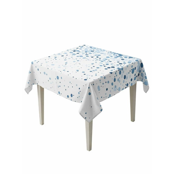 Blue Polka Dot Table Cloth, Abstract Modern Art Dots Watercolor Waterproof Tablecloth for Square Tables, Reusable Washable Fabric Table Cover for Restaurant Kitchen Dining Tables 54"x54"