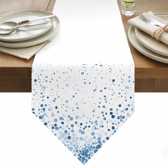 Blue Polka Dot Table Runner 70 Inches Long Watercolor Blue Gradient Abstract Modern Table Runners for Dining Room Tabletop Dresser Scarf Home Party Banquet Wedding Holiday Decoration