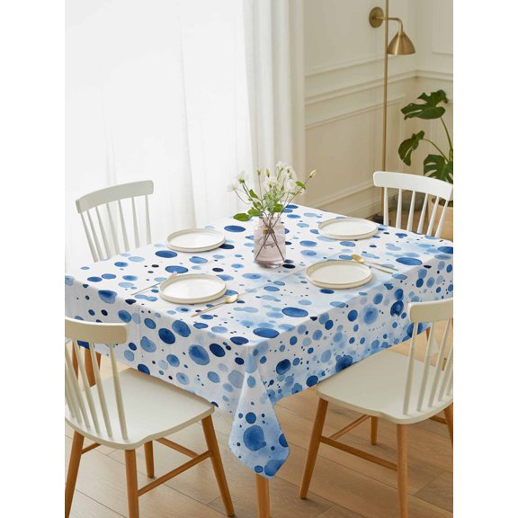 Blue Polka Dot Tablecloth Rectangle Table Cloth 52x70, Waterproof Tablecloth Outdoor Table Cloth, Modern Art Abstract Watercolor Dot Washable Table Cover for Kitchen Dinning Party