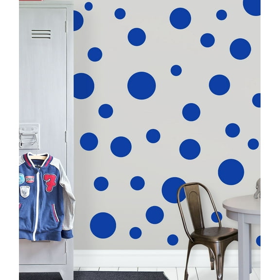 Blue Polka Dot Wall Decals Girls Boys Room Wall Decor Stickers Includes (63)Blue Wall Dots 1"-6.5"