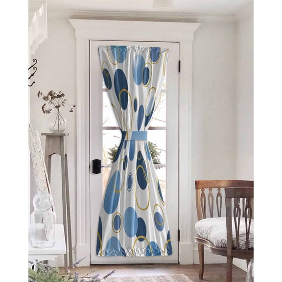 Blue Polka Dots Blackout Curtains, French Door Curtains for Door Window, Modern Abstract Art Privacy Drapery for Patio/Sidelight Doors, 1 Panel with Tieback, 25 x 72 Inches